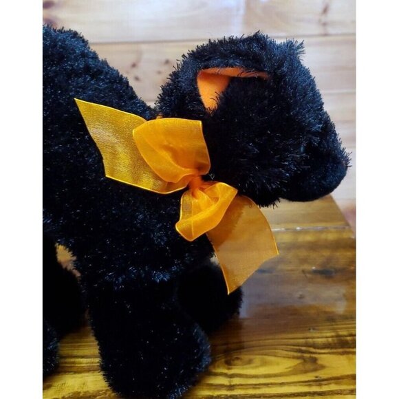 Kellytoy Black Cat Plush Halloween Orange Bow Ears 2010 Stuffed Animal Toy - Picture 2 of 9